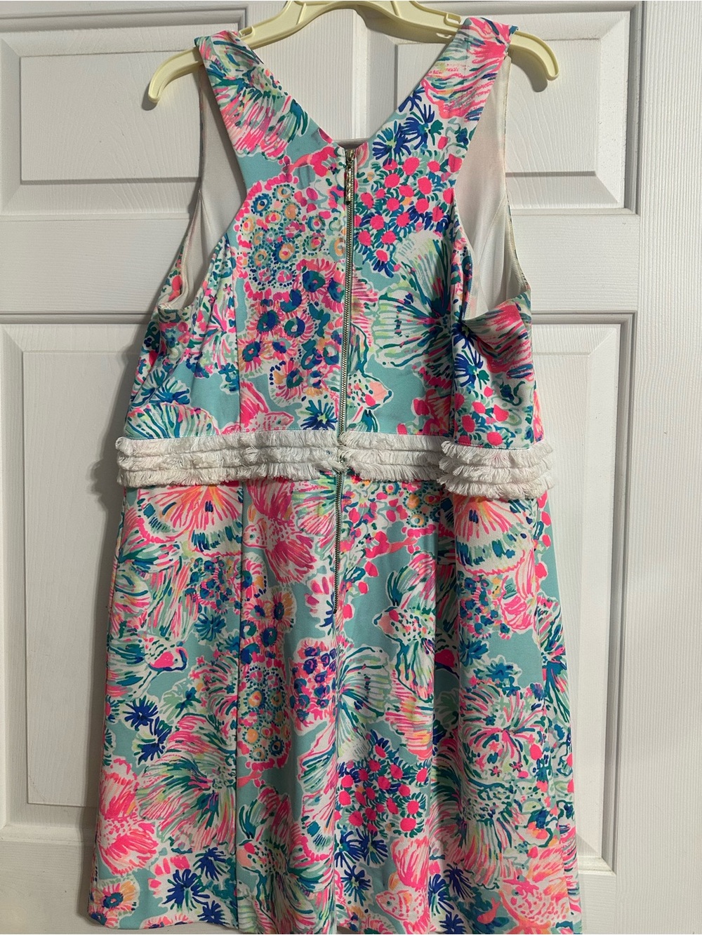 Lilly Pulitzer Aqua Floral Sleeveless Mini Dress with Pink and Blue Accents
